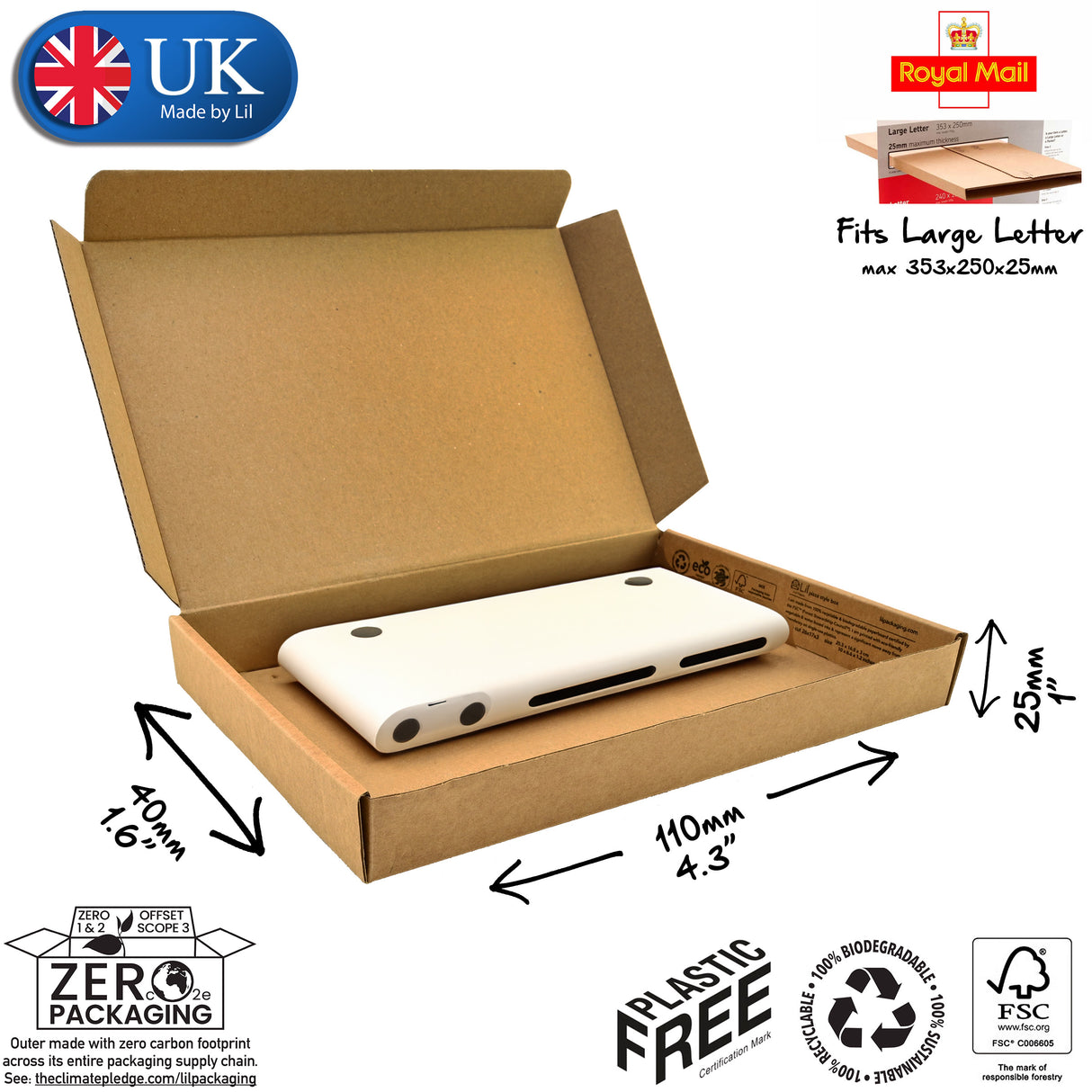 11x4x2.5 cardboard postal box