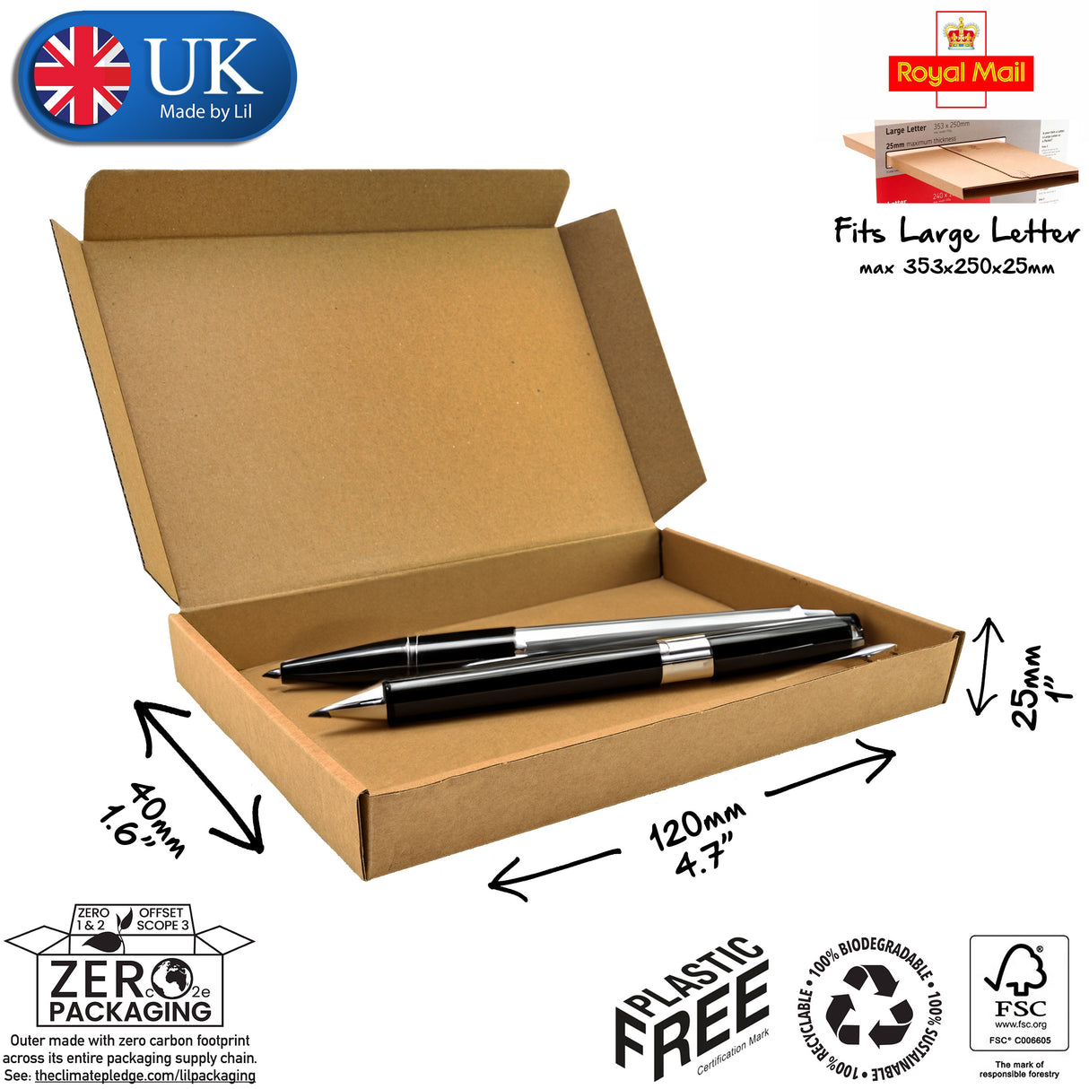 12x4x2.5cm Cardboard Postal Box