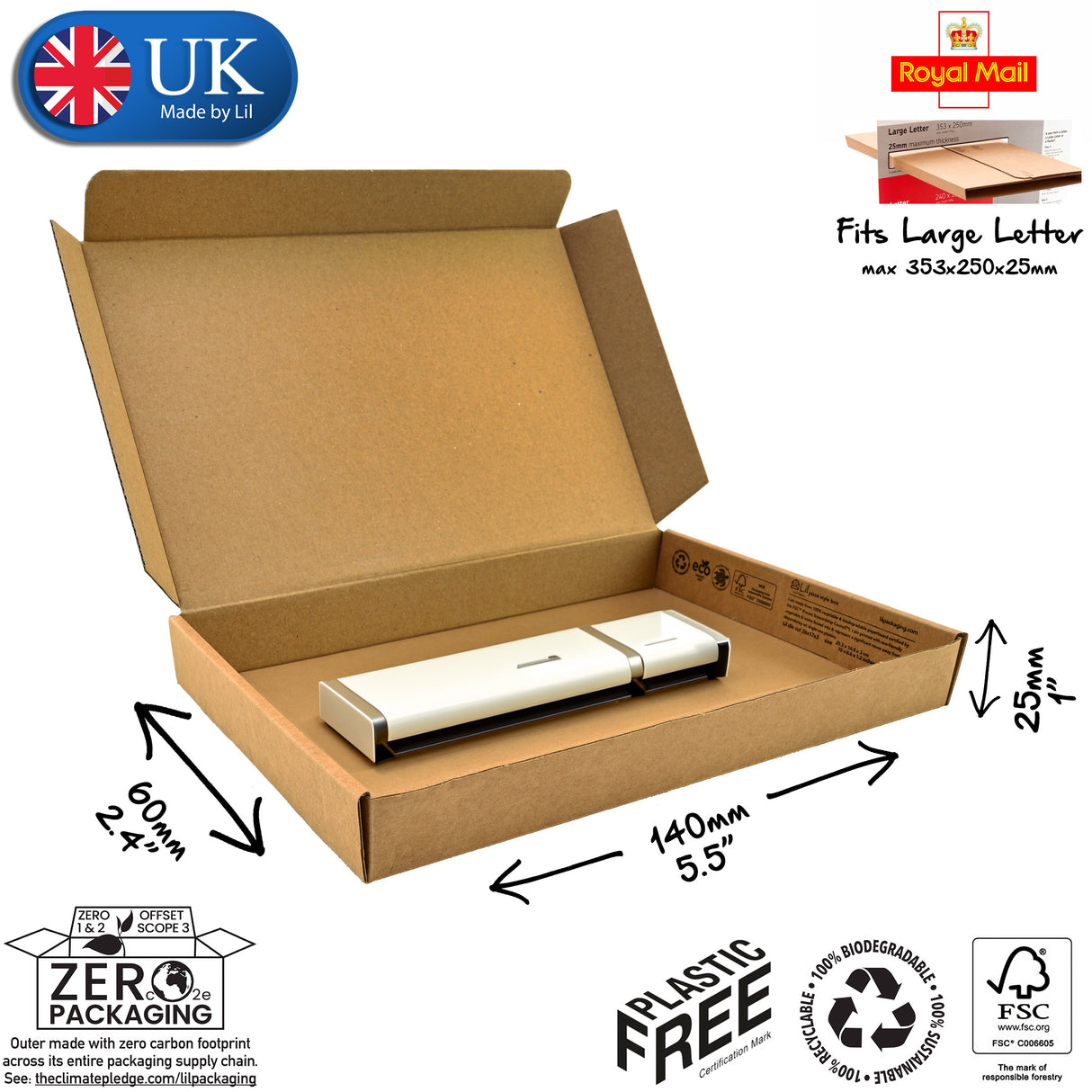 14x6x2.5 cardboard postal box