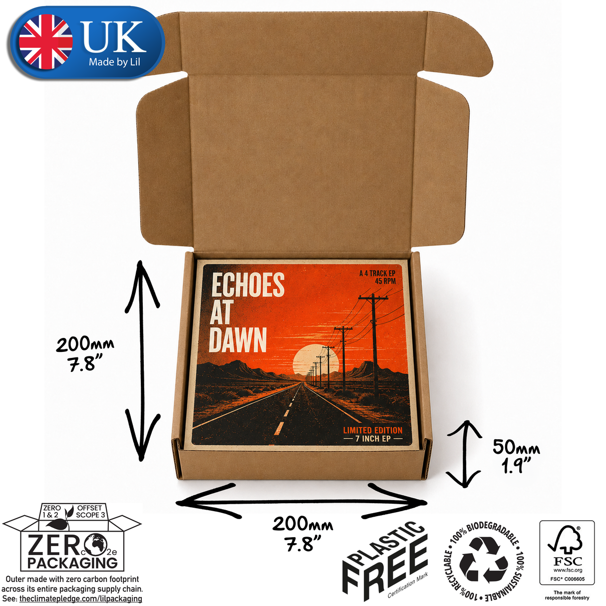 7" 20wayEP Vinyl Record Storage & Shipping Postal Box for 20 EPs