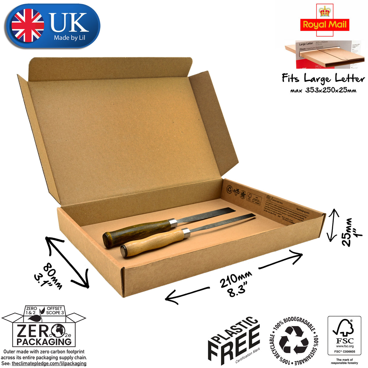 21x8x2.5 cardboard postal box