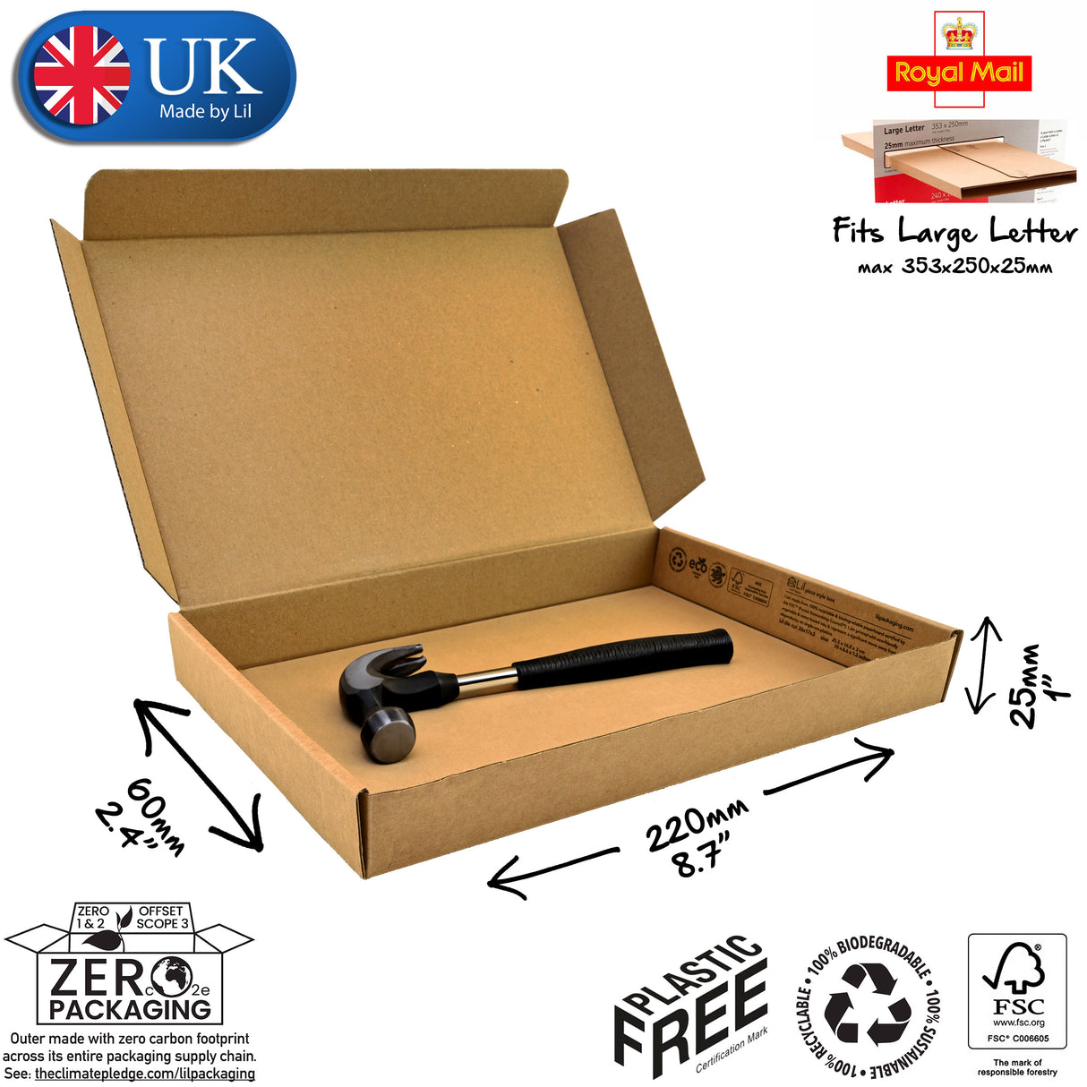 22x6x2.5 cardboard postal box