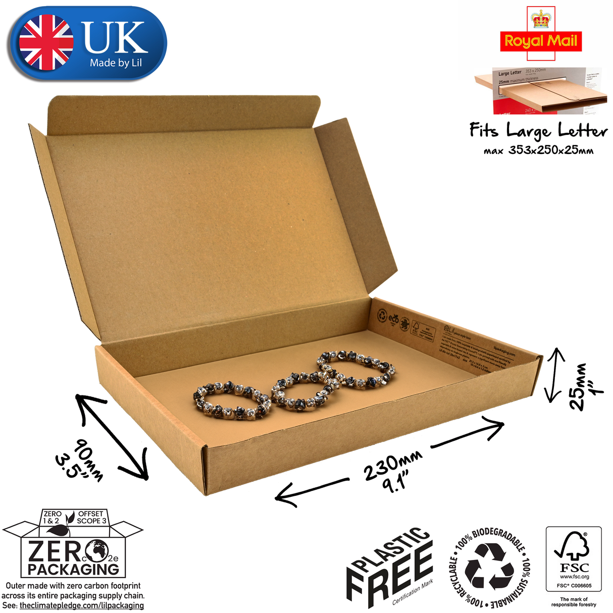 23x9x2.5 cardboard postal box