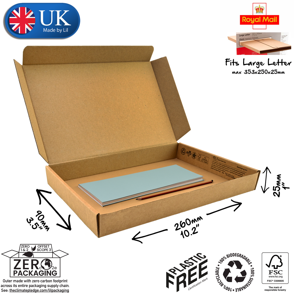 26x9x2.5 cardboard postal box