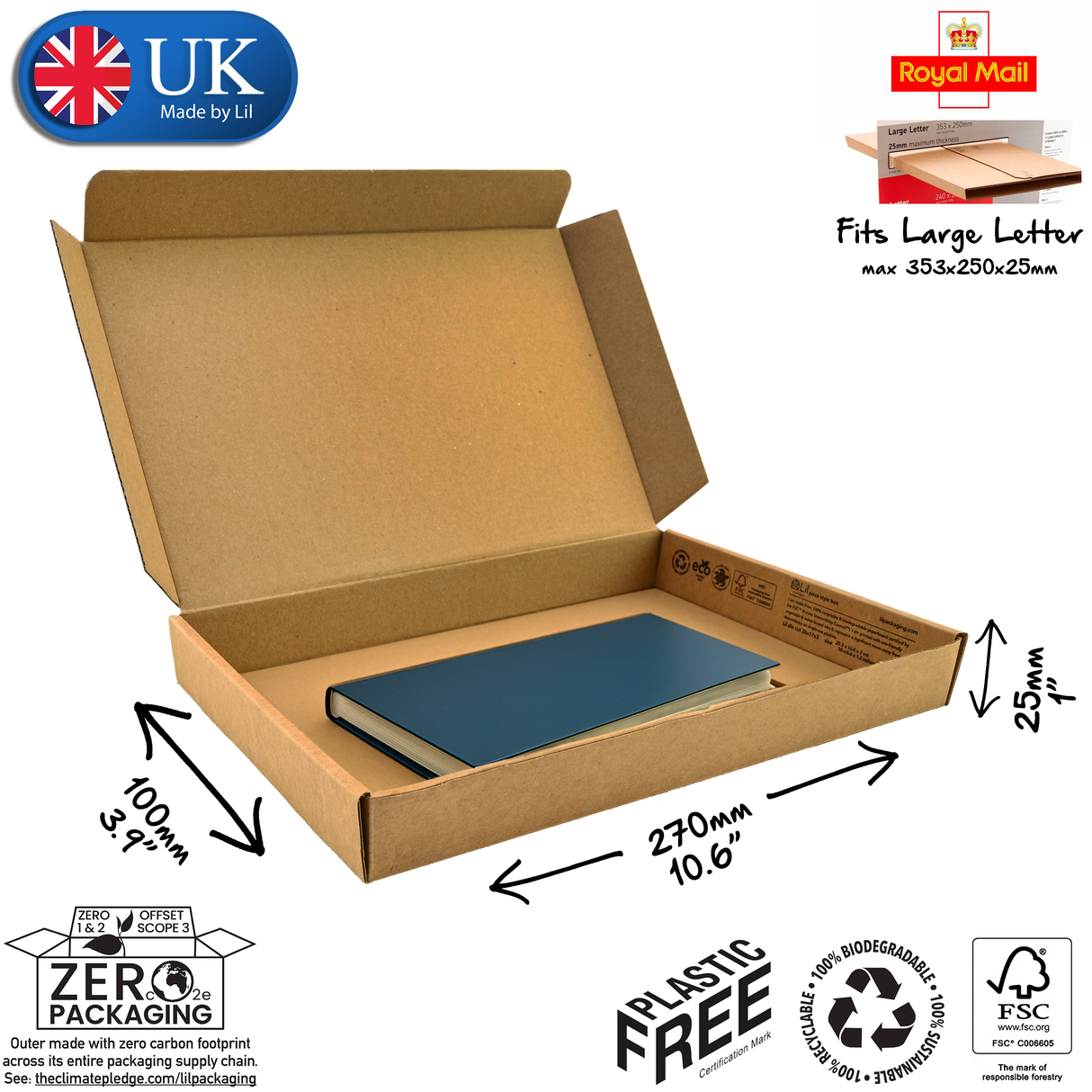 27x10x2.5 cardboard postal box