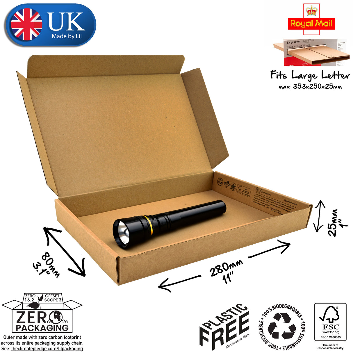 28x8x2.5 cardboard postal box