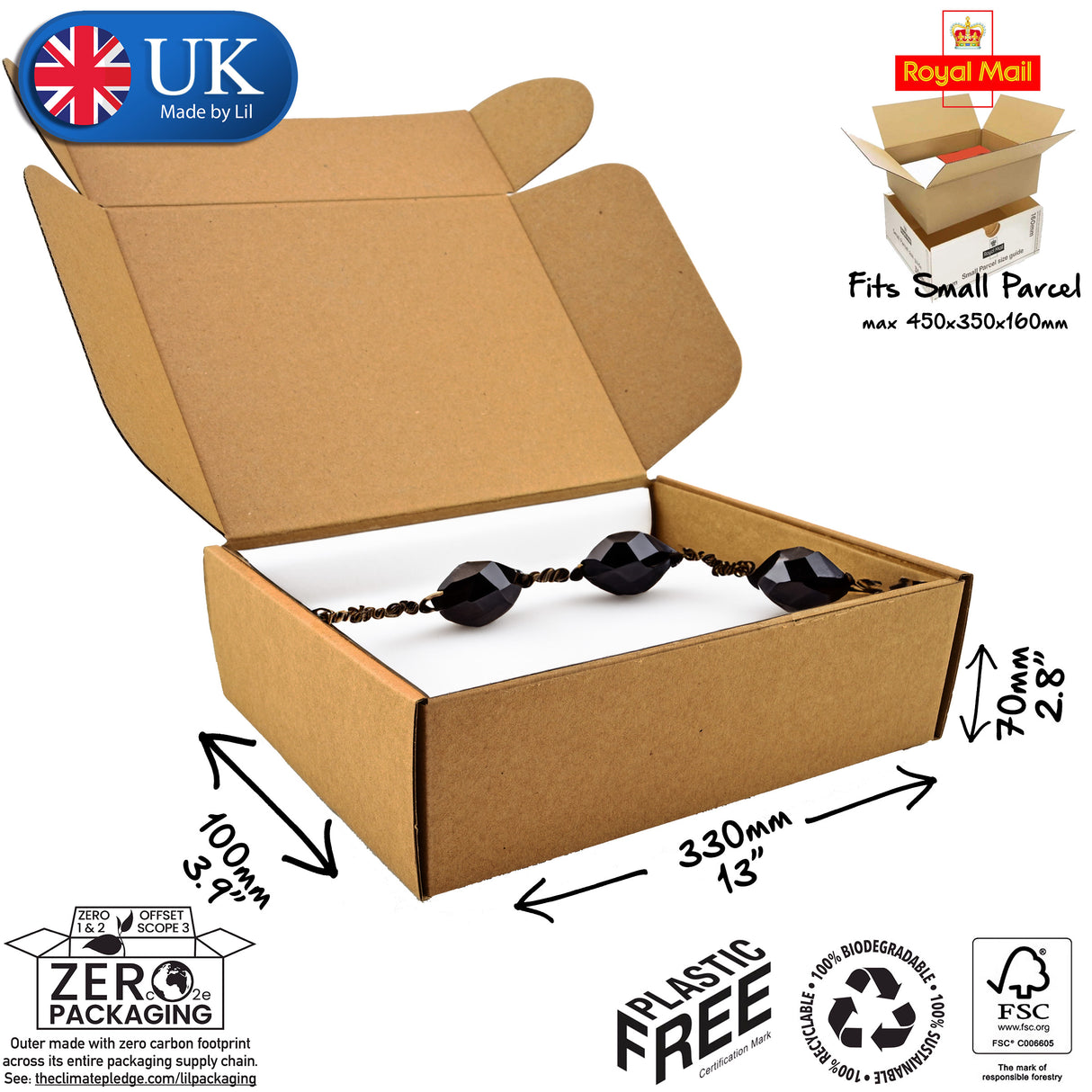 33x10x7cm Cardboard Postal Box for jewellery