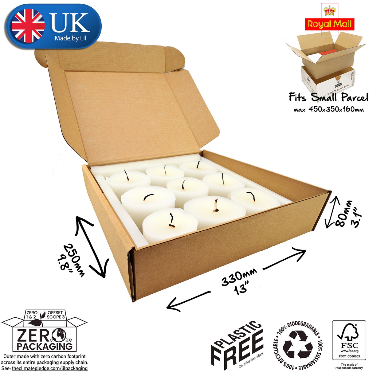 Lil RPT120 Cardboard Postal Boxes 330 x 250 x 80mm