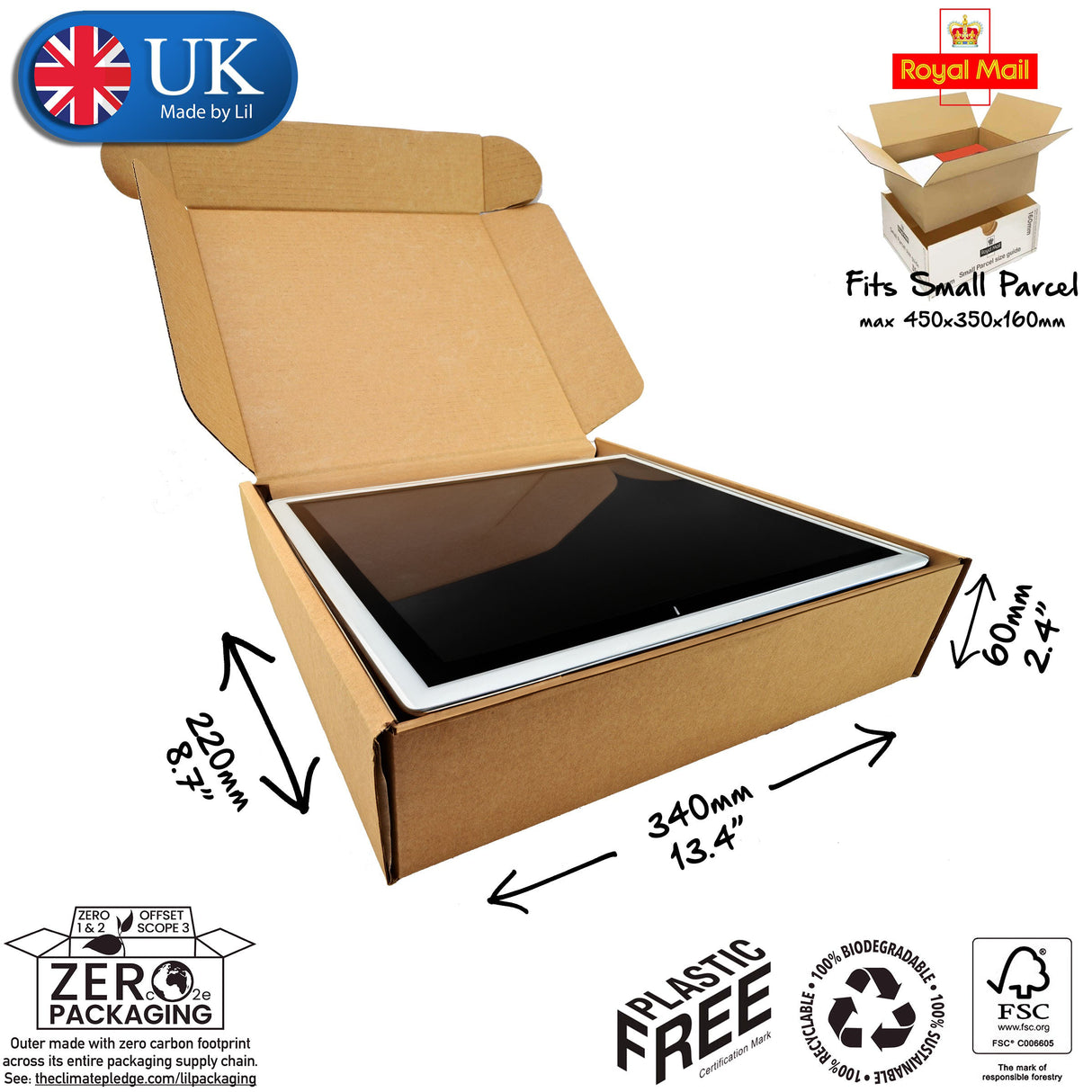 34x22x6cm Cardboard Postal Box for tablets
