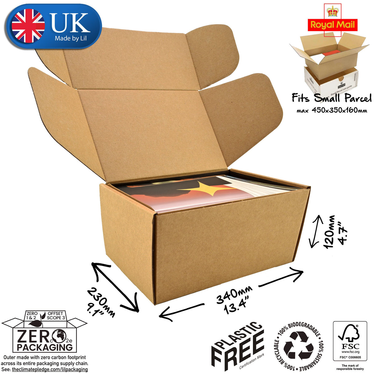 34x23x12cm Cardboard Postal Box for books