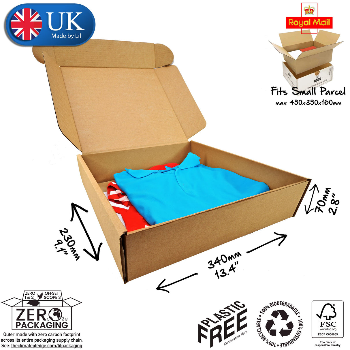 34x23x7cm Cardboard Postal Box for clothes