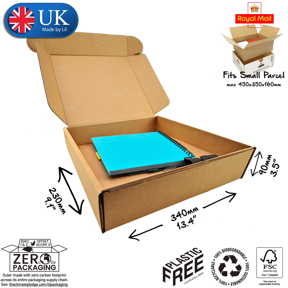 34x23x9cm Cardboard Postal Box for clothes