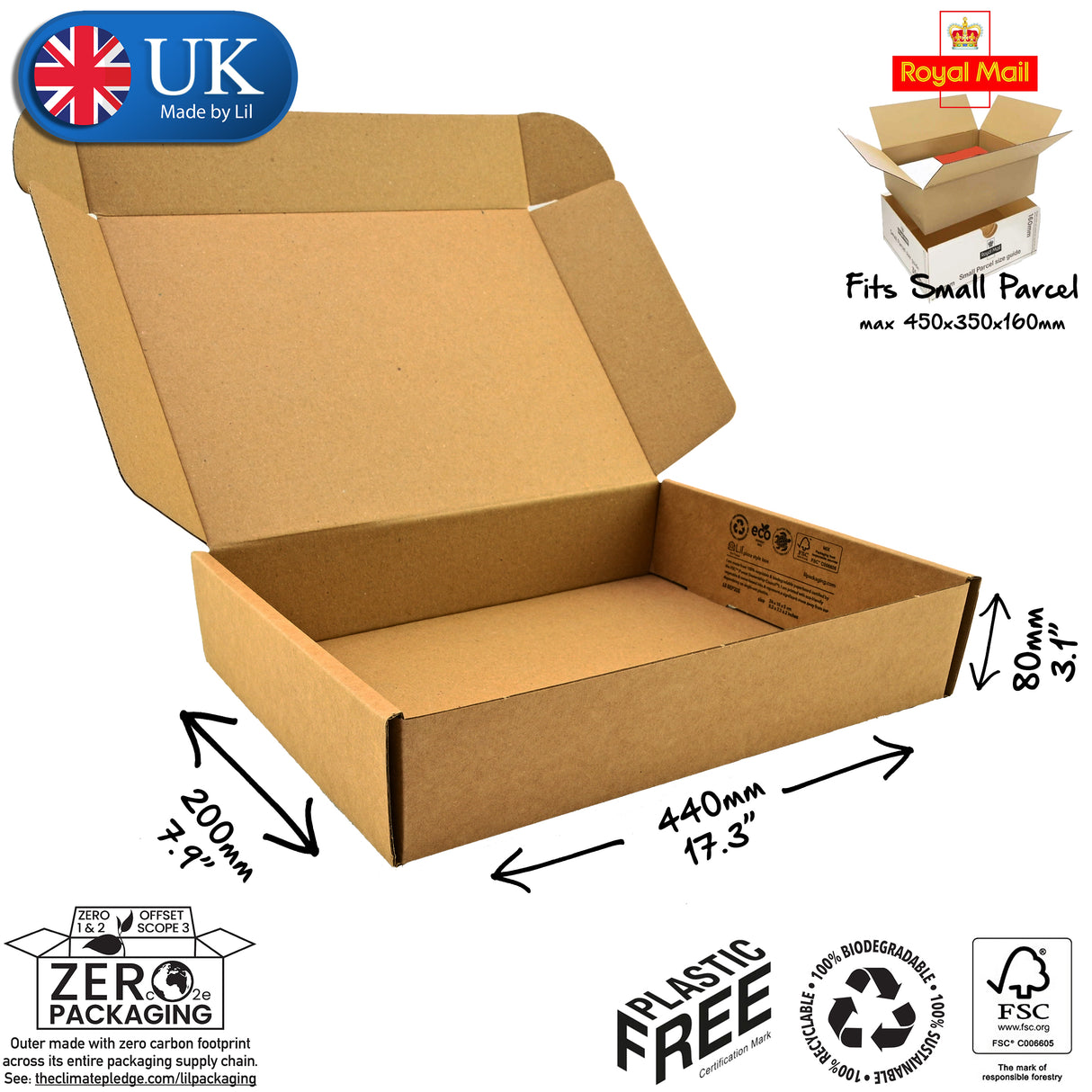 44x20x8cm (17x8x3" inches) Cardboard Postal Box