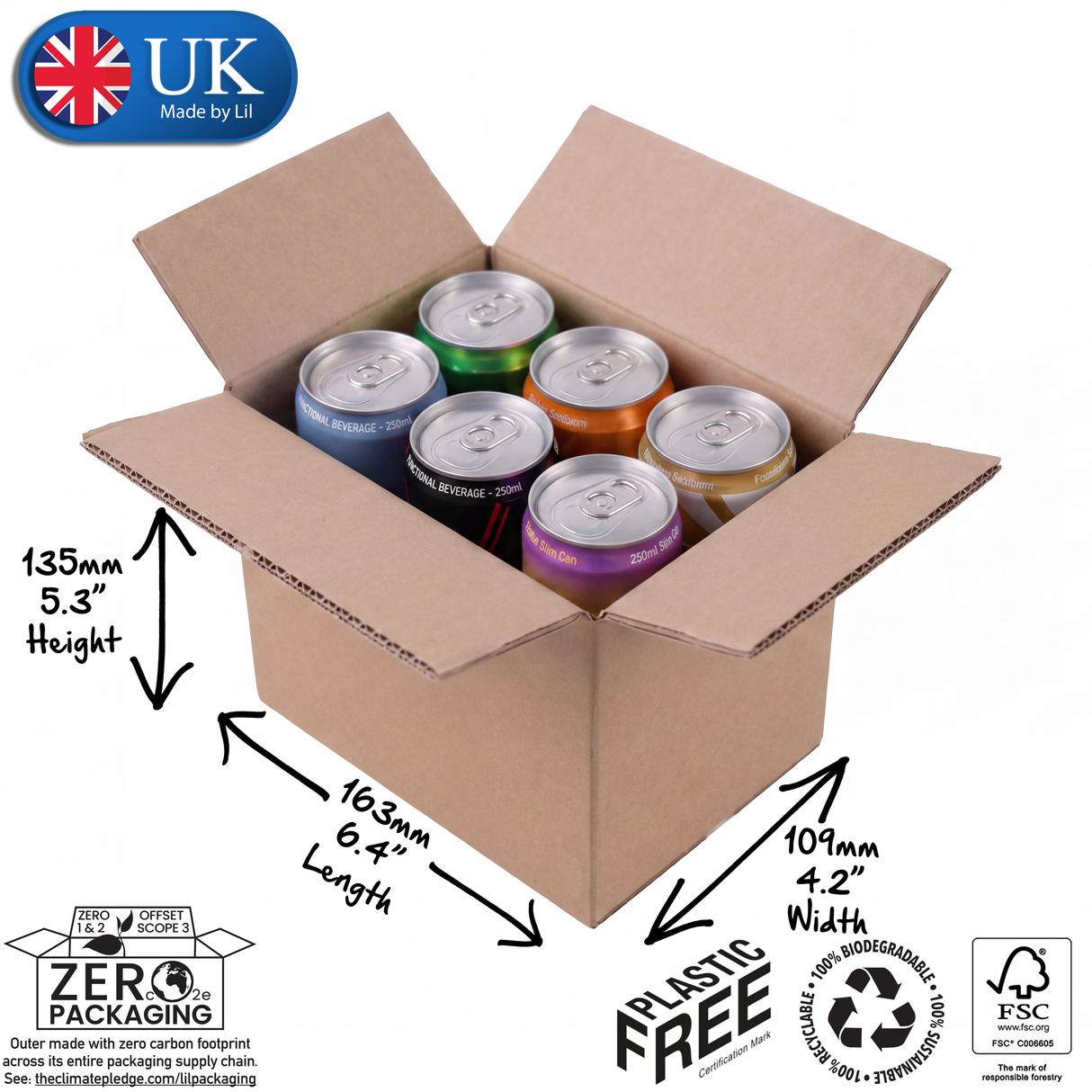 6 x 250ml Slim Can Boxes – Double Wall Shipping & Postal Packaging