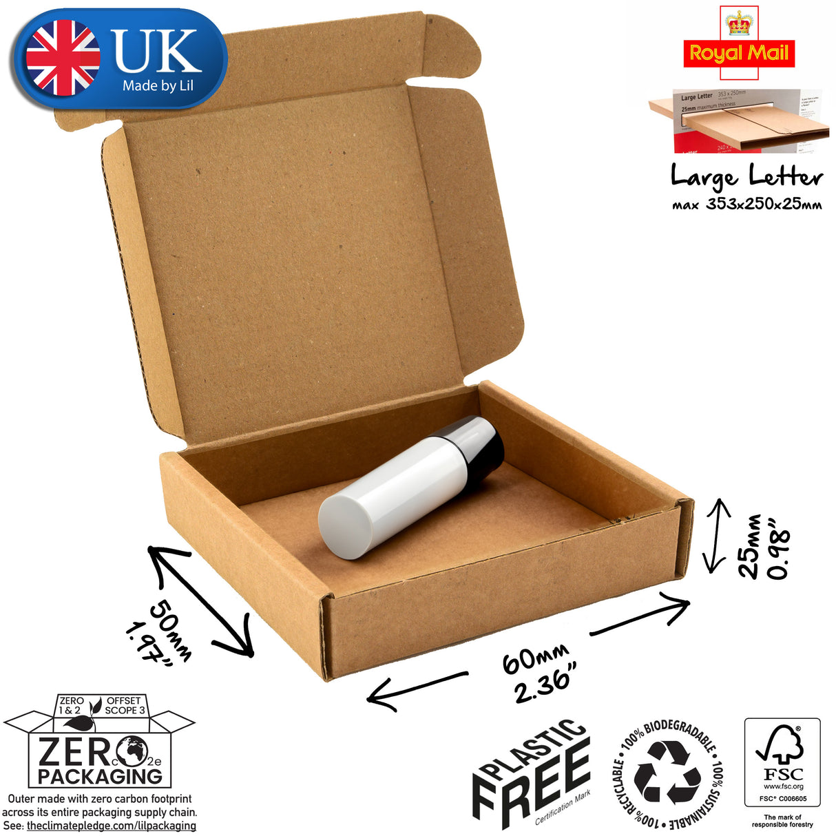 6x5x2.5 cardboard postal box