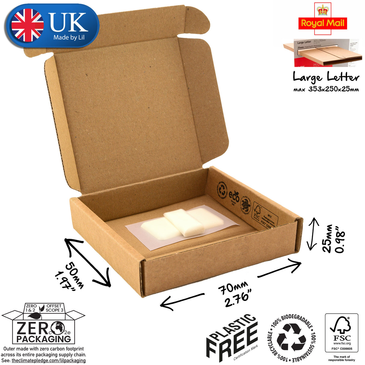 7x5x2.5cm Cardboard Postal Box