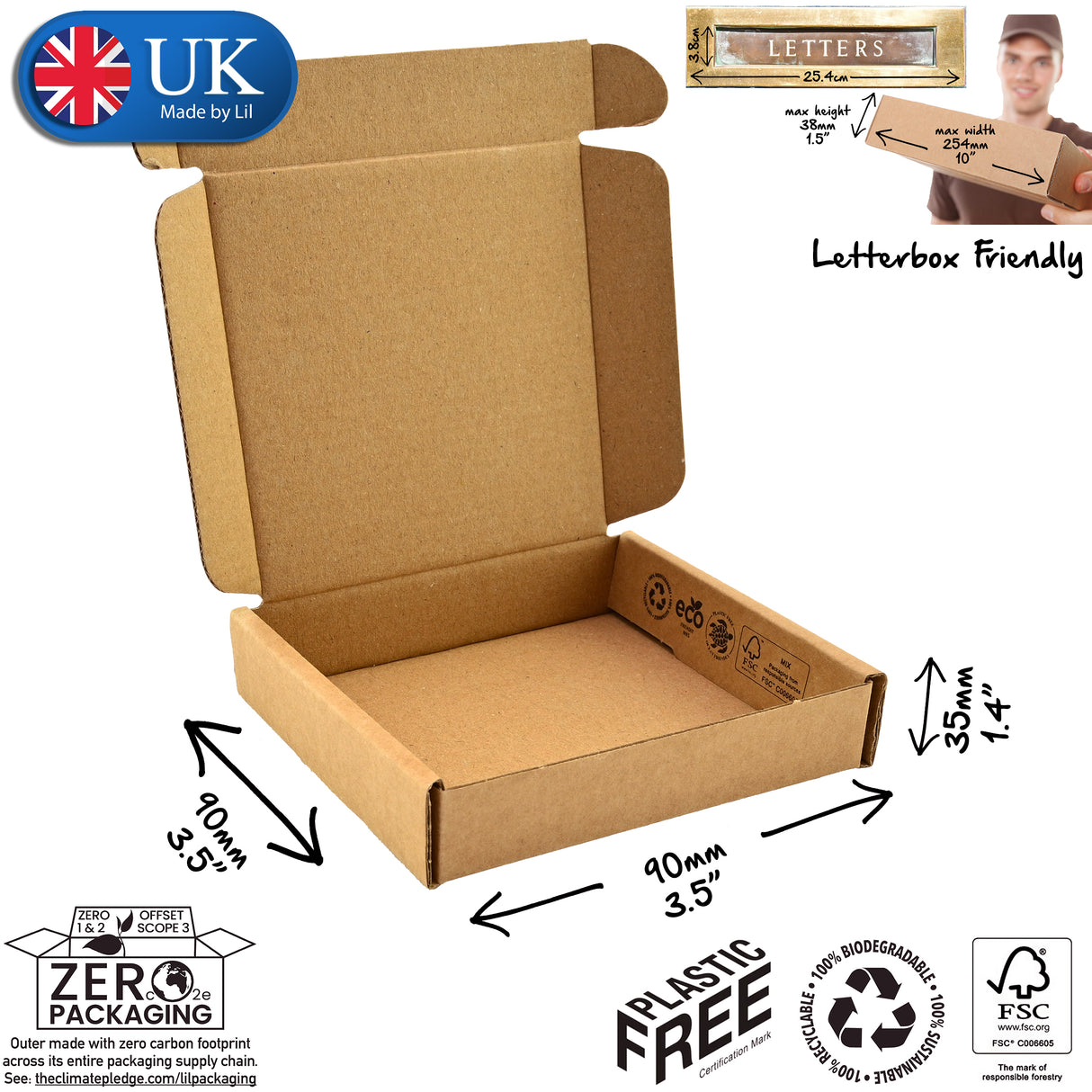 9x9x3.5cm Cardboard Postal Box