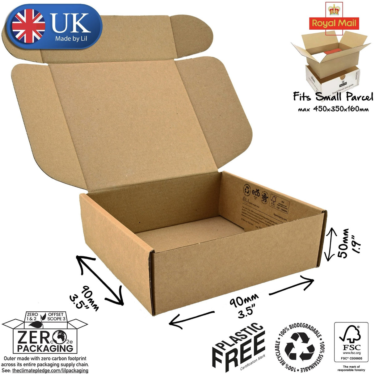 9x9x5cm opened ecommerce packaging box by Lil Packaging