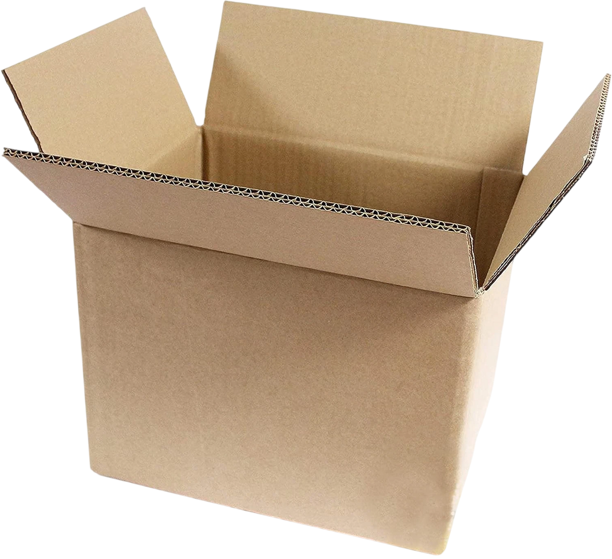 An open brown corrugated cardboard box sized 305 x 229 x 229mm (12 x 9 x 9"), on a plain white background.