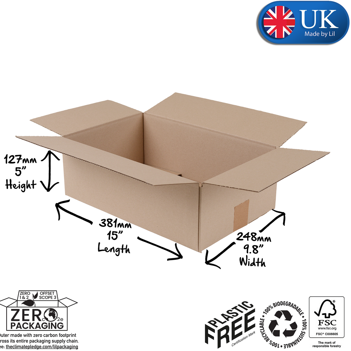 CSW022 Single Wall Cardboard Boxes 381 x 248 x 127mm (15 x 9.8 x 5")