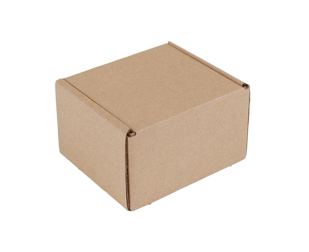 Closed Brown Kraft Postal Box PBX2 110 x 100 x 70mm