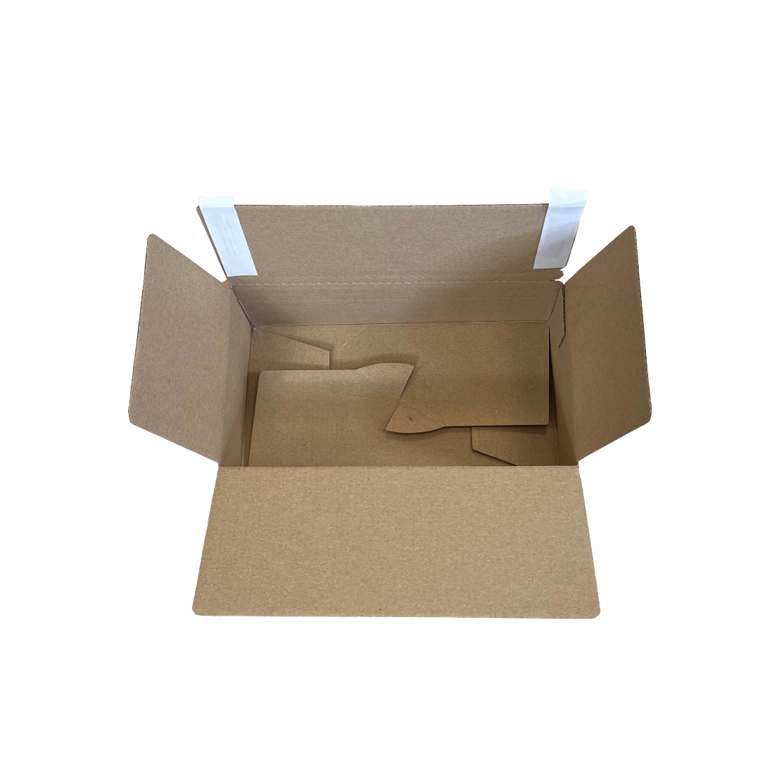 Open cardboard box on a white background