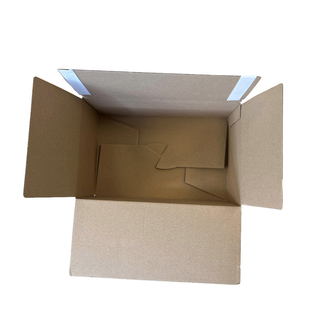 Open cardboard box on a white background