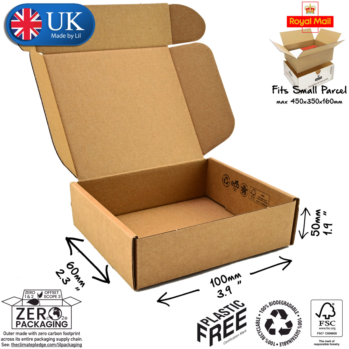 10x6x5cm Cardboard Postal Box Lil Packaging