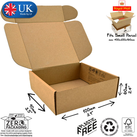 10x9x6cm Cardboard Postal Box Lil Packaging