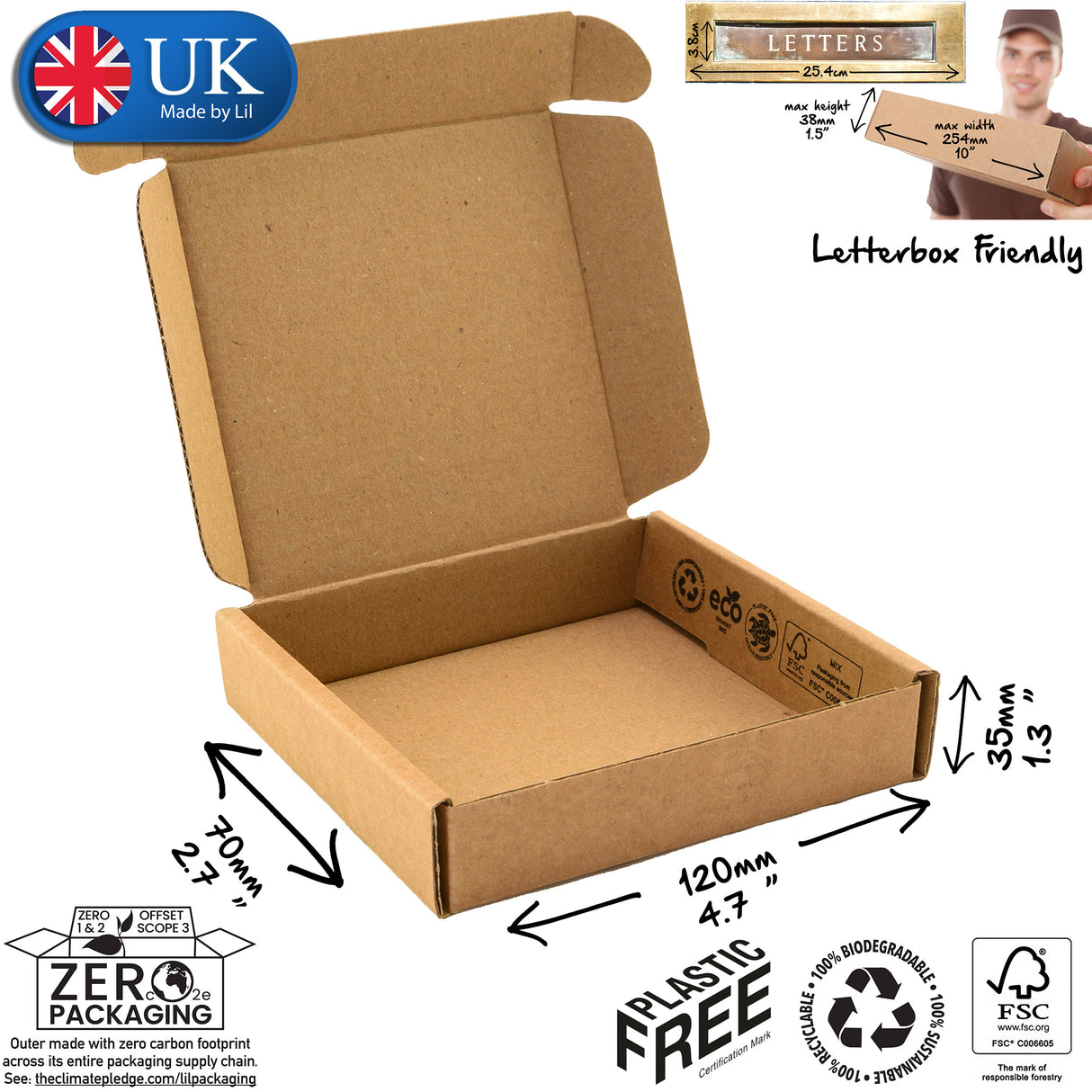 12x7x3.5cm Cardboard Postal Box Lil Packaging
