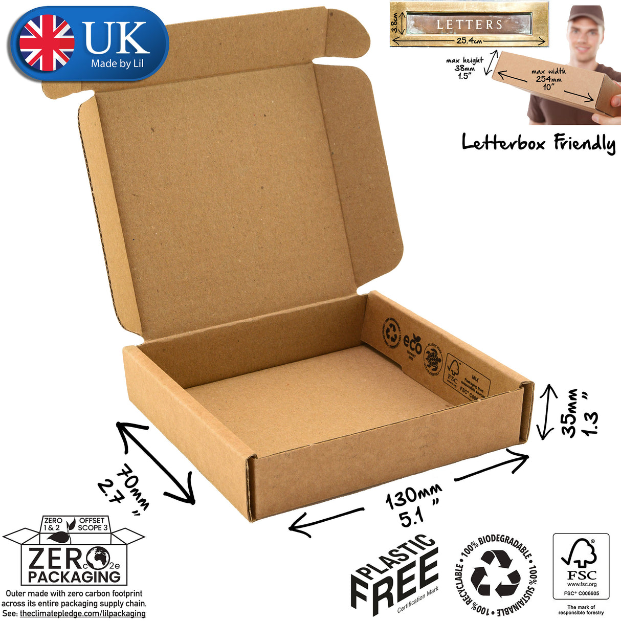 13x7x3.5cm Cardboard Postal Box Lil Packaging