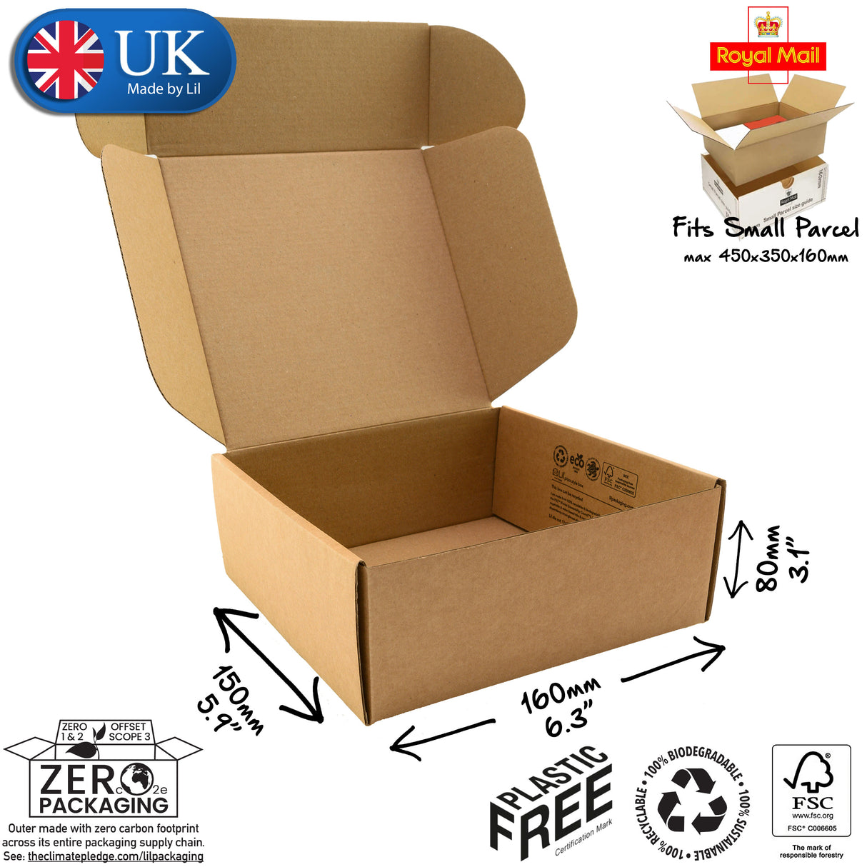 16x15x8cm Cardboard Postal Box Lil Packaging