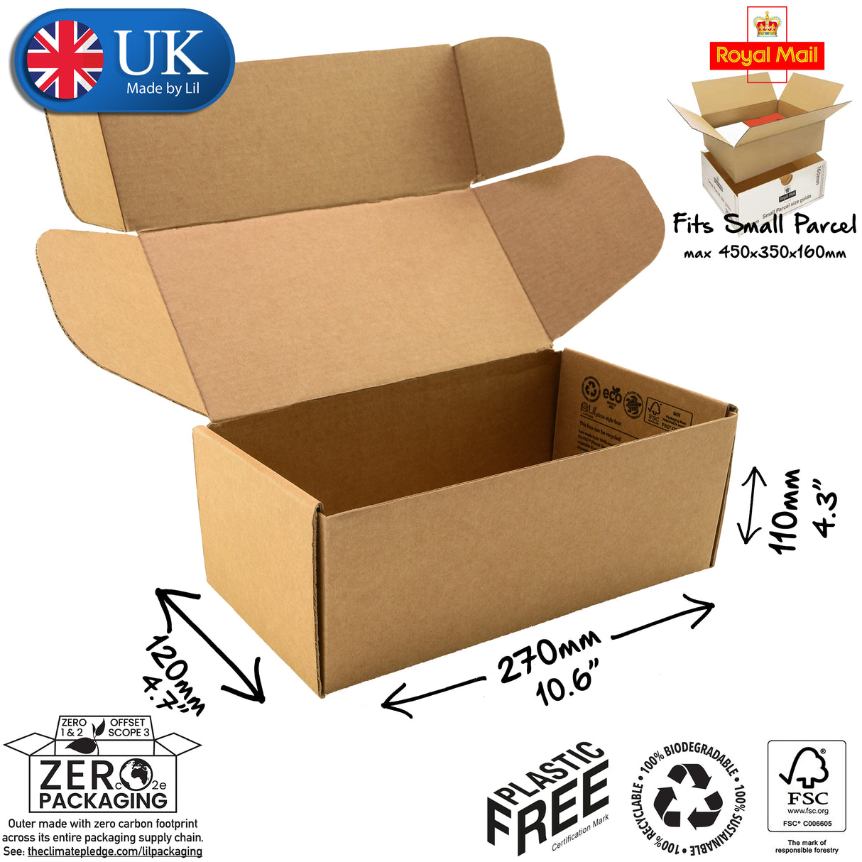 27x12x11cm Cardboard Postal Box Lil Packaging