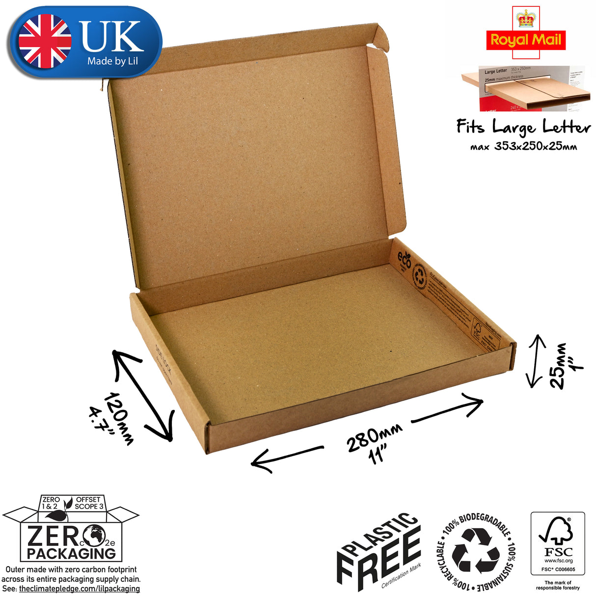 28x12x2.5cm Cardboard Postal Box