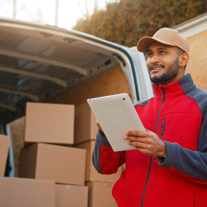 An image of a person delivering boxes from a van
