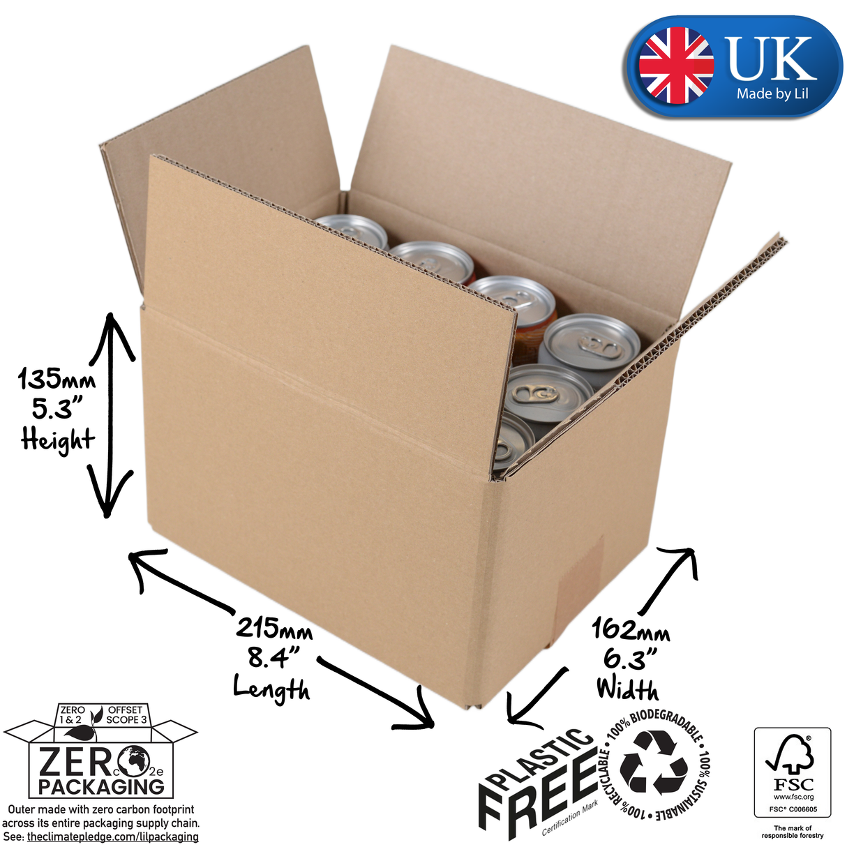 12 x 250ml Slim Can Boxes – Double Wall Shipping & Postal Packaging