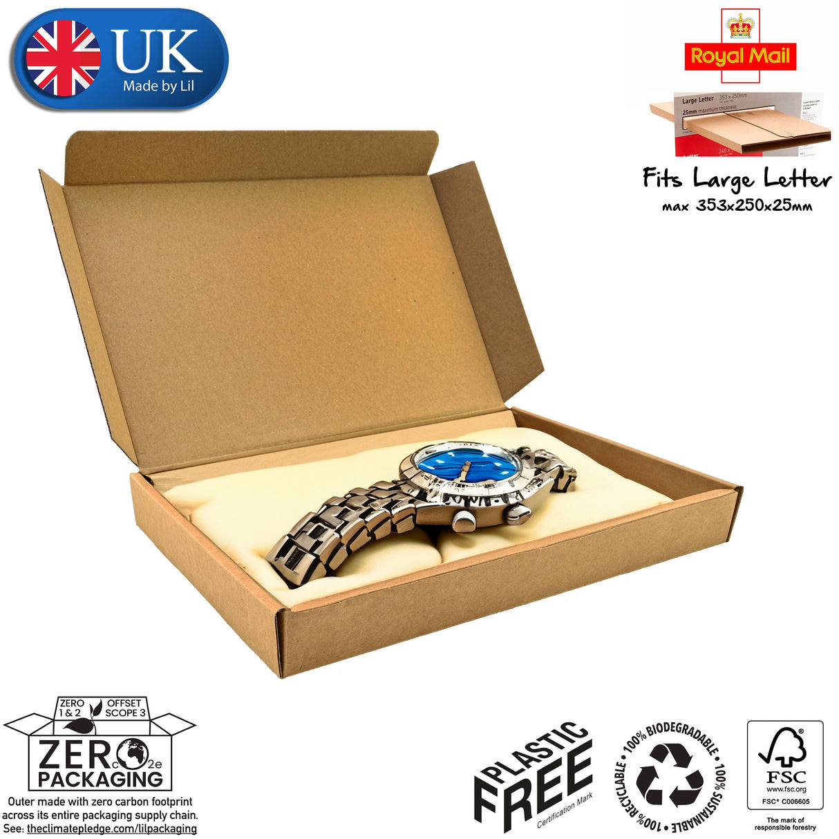 12x3x2.5cm Cardboard Postal Box for watches