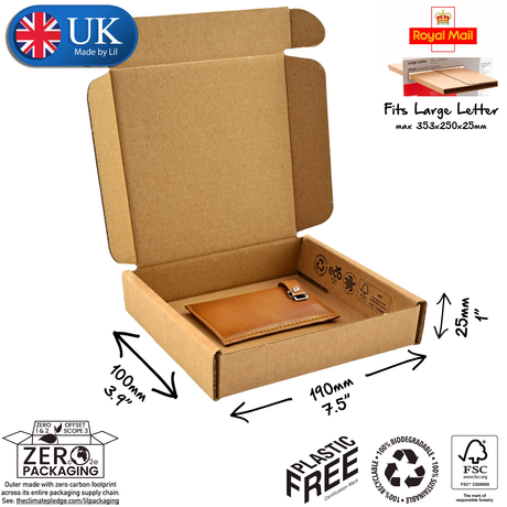 19x10x2.5 cardboard postal box