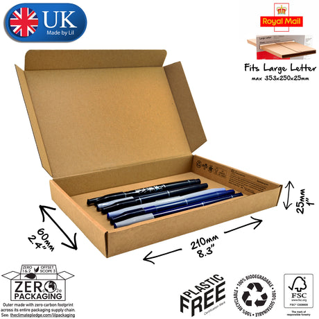 21x6x2.5 cardboard postal box 
