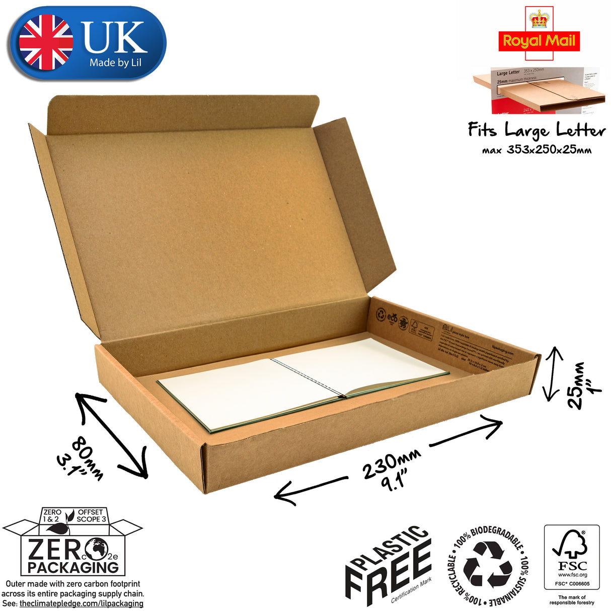 23x8x2.5 cardboard postal box