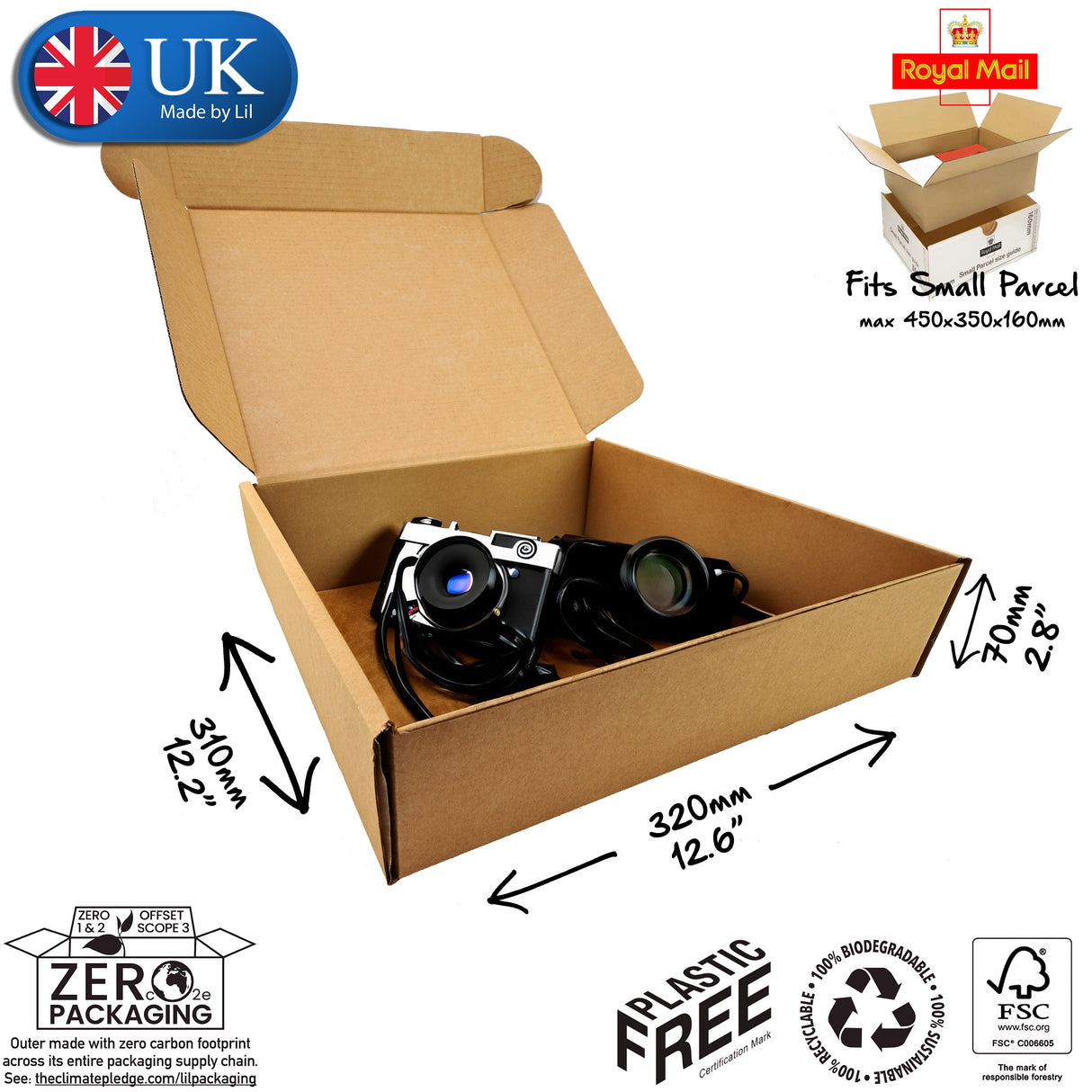 32x31x7cm Cardboard Postal Box for cameras