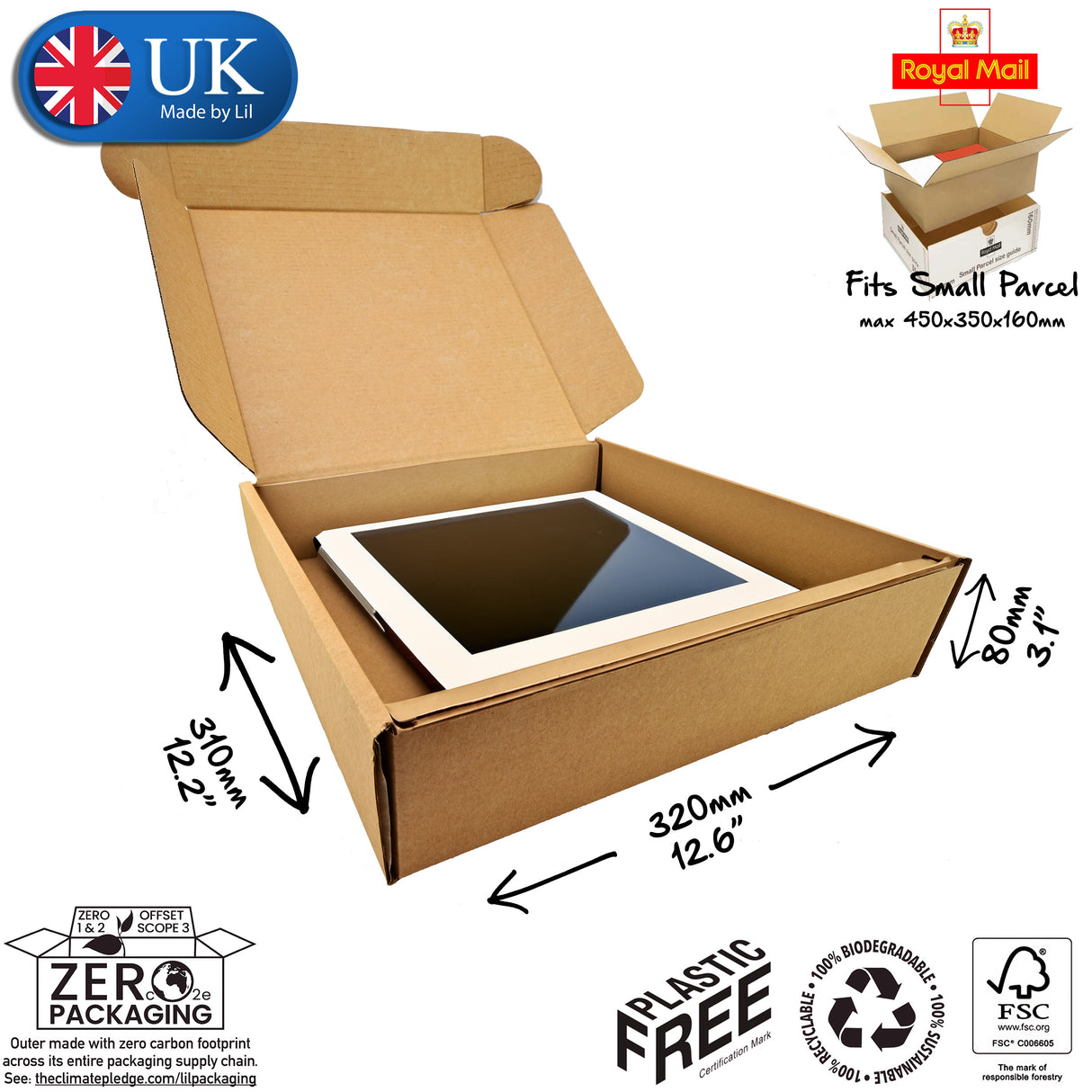 32x31x8cm Cardboard Postal Box for tablets