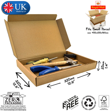 32x32x3.5cm Cardboard Postal Box for tools