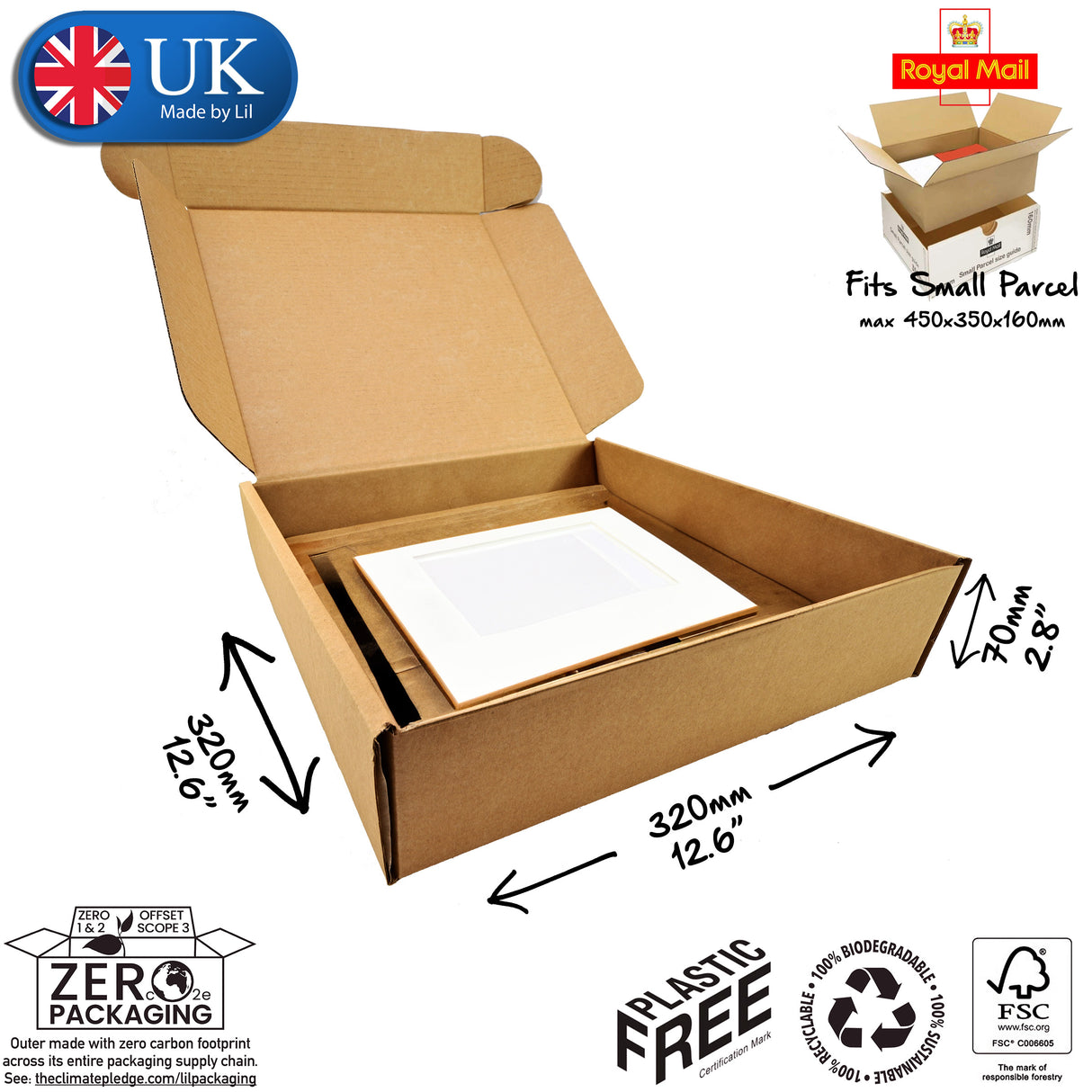 32x32x7cm Cardboard Postal Box for photo frames