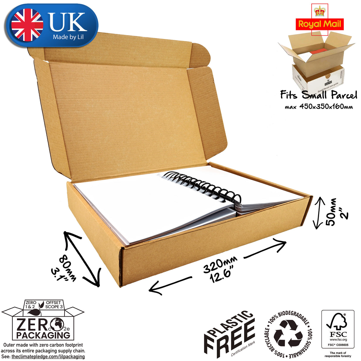 32x8x5cm Cardboard Postal Box for notebooks