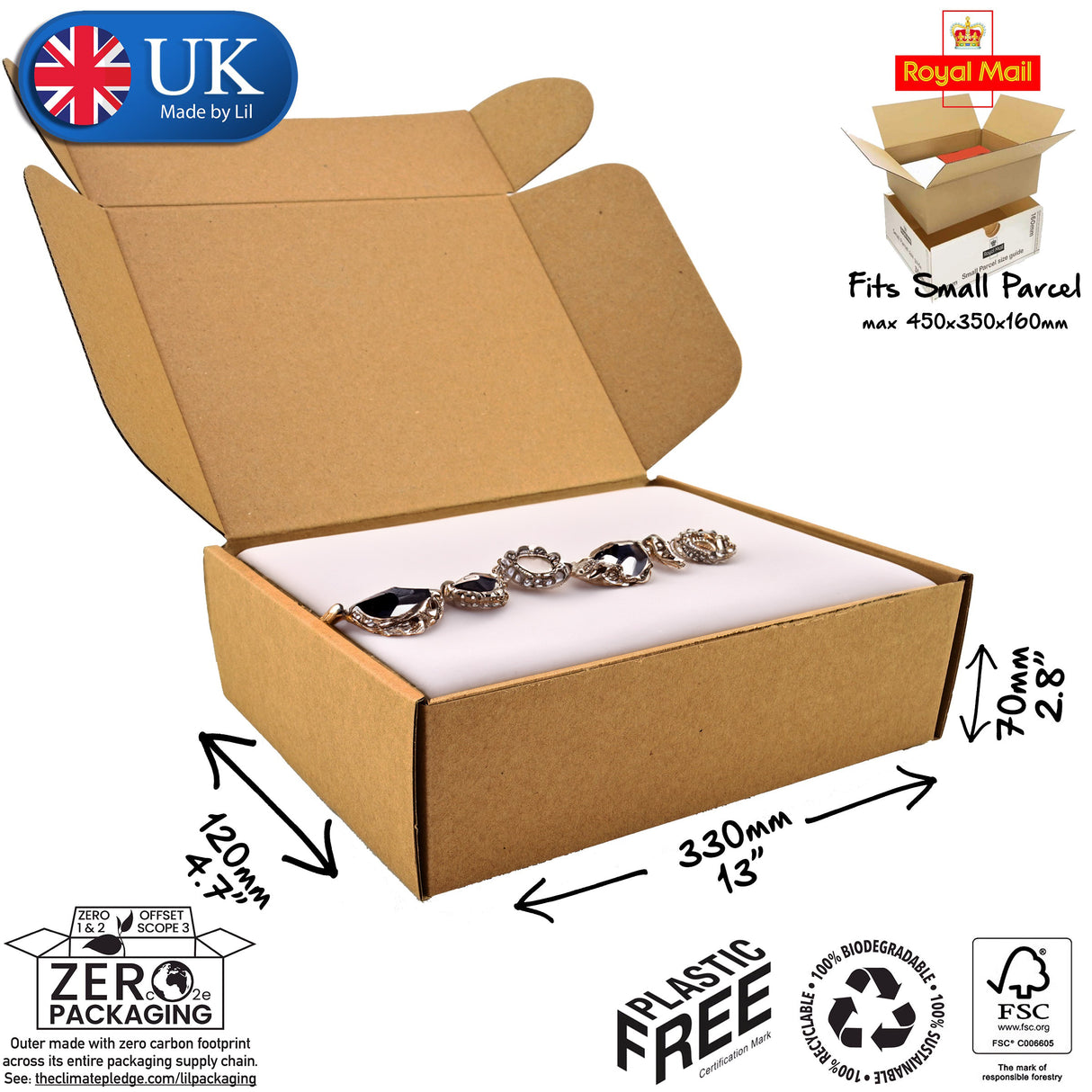 33x12x7cm Cardboard Postal Box for jewellery