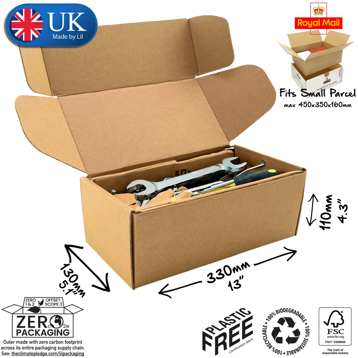 33x13x11cm Cardboard Postal Box for tools