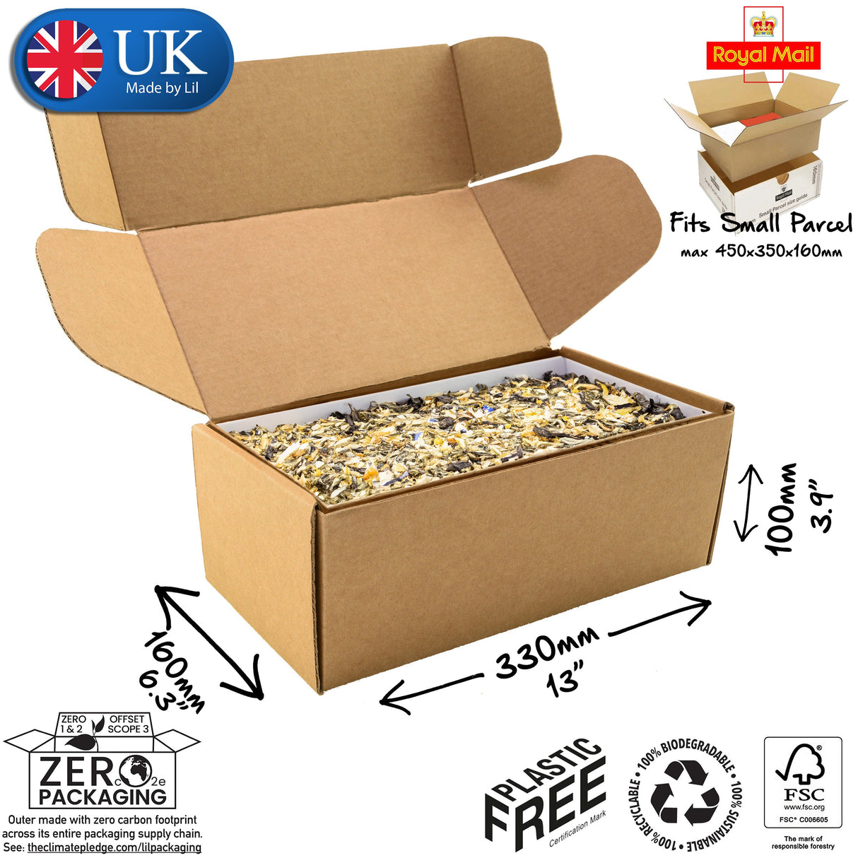 33x15x10cm Cardboard Postal Box for tea gift sets