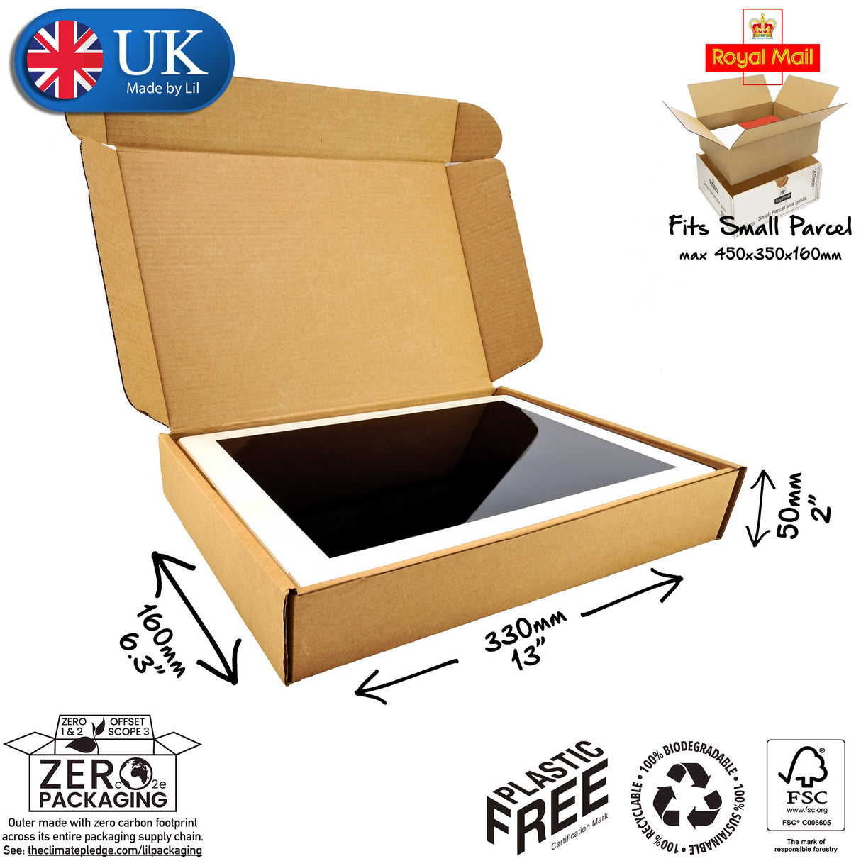 33x16x5cm Cardboard Postal Box for tablets