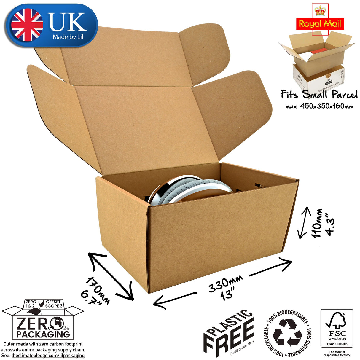 33x17x11cm Cardboard Postal Box for headphones